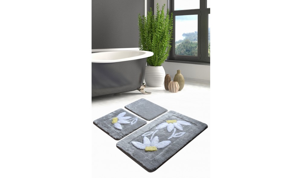 Set covoras de baie (3 piese), Daisy - Grey