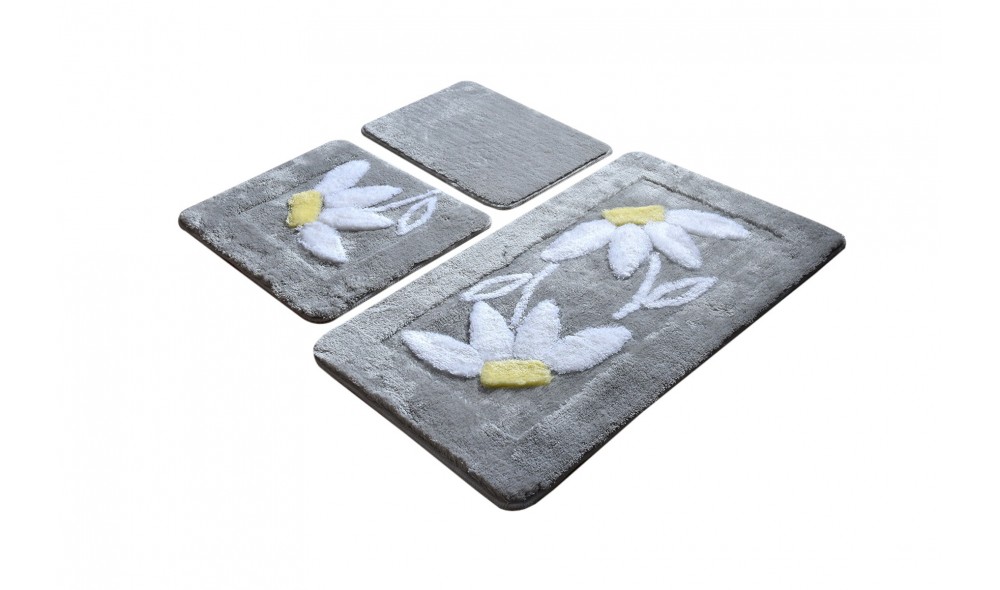 Set covoras de baie (3 piese), Daisy - Grey