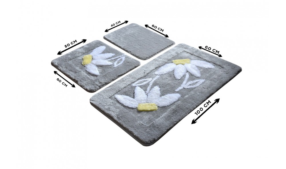 Set covoras de baie (3 piese), Daisy - Grey