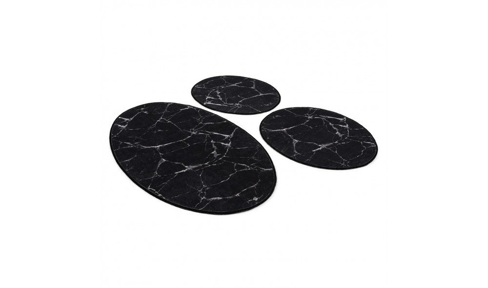 Set covoras de baie (3 piese), Marble - Black
