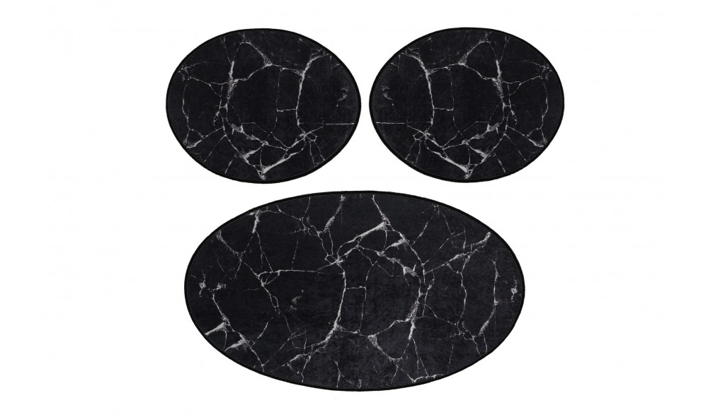 Set covoras de baie (3 piese), Marble - Black