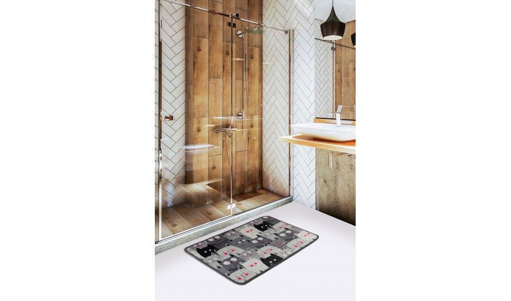 Covoras de baie, Meow - Grey (40 x 60)