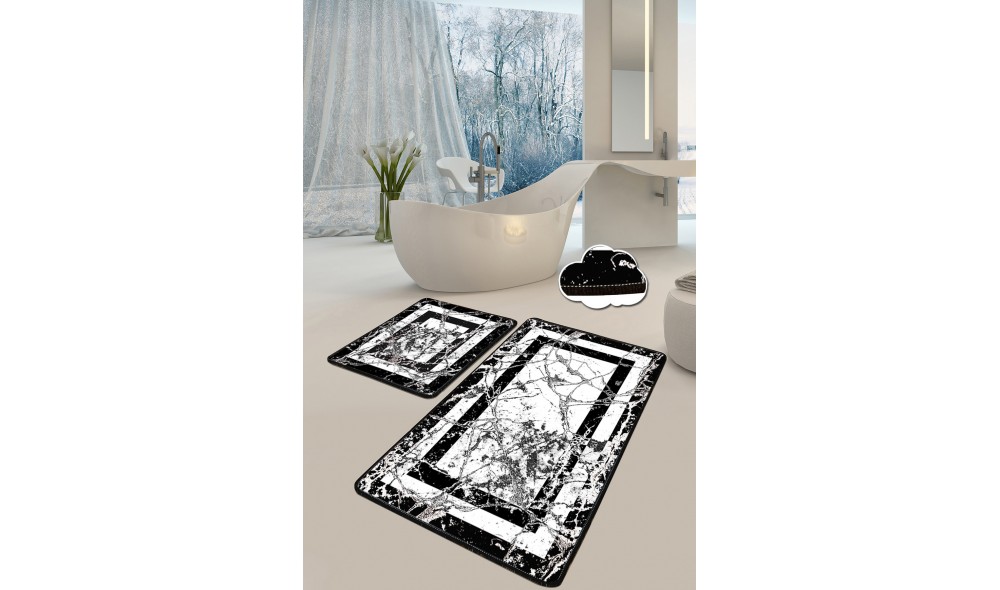 Set covoras de baie (2 piese), Marmor - Black