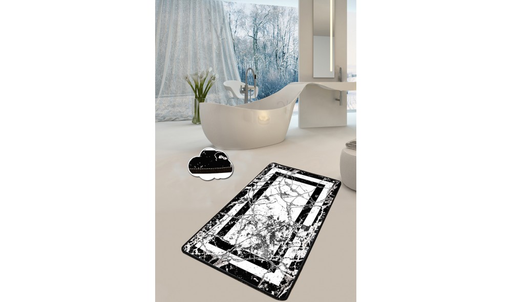 Covoras de baie, Marmor - Black (70 x 120)
