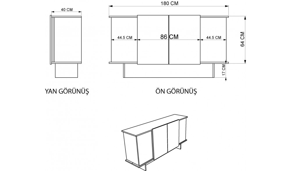 Consola, Diana, NisipNuc, 180 x 81 x 40 cm