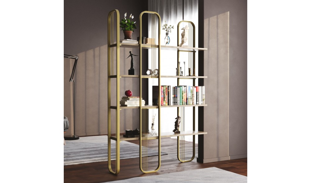 Raft pentru carti, Sierra, Galben, 124 x 182 x 26 cm