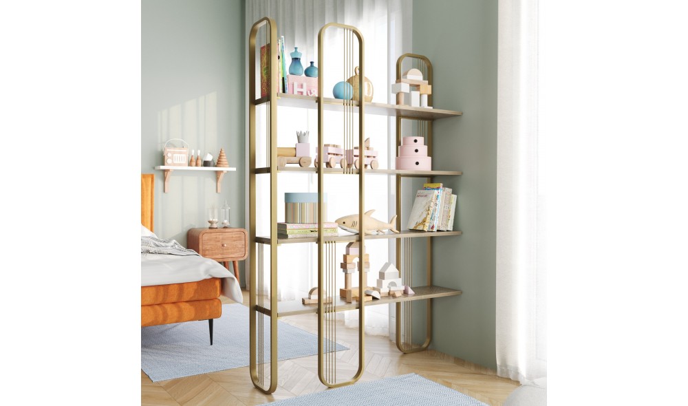 Raft pentru carti, Sierra, Galben, 124 x 182 x 26 cm