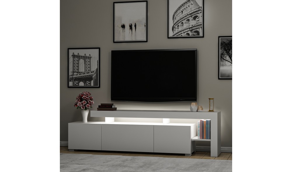 Suport TV, Beliz, Alb, 192 x 53 x 37 cm