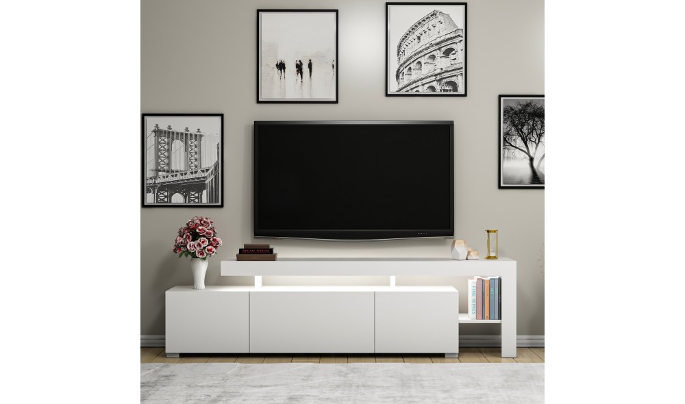 Suport TV, Beliz, Alb, 192 x 53 x 37 cm