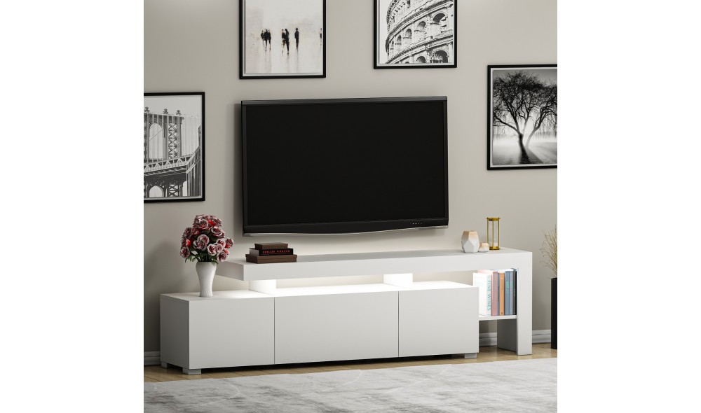 Suport TV, Beliz, Alb, 192 x 53 x 37 cm