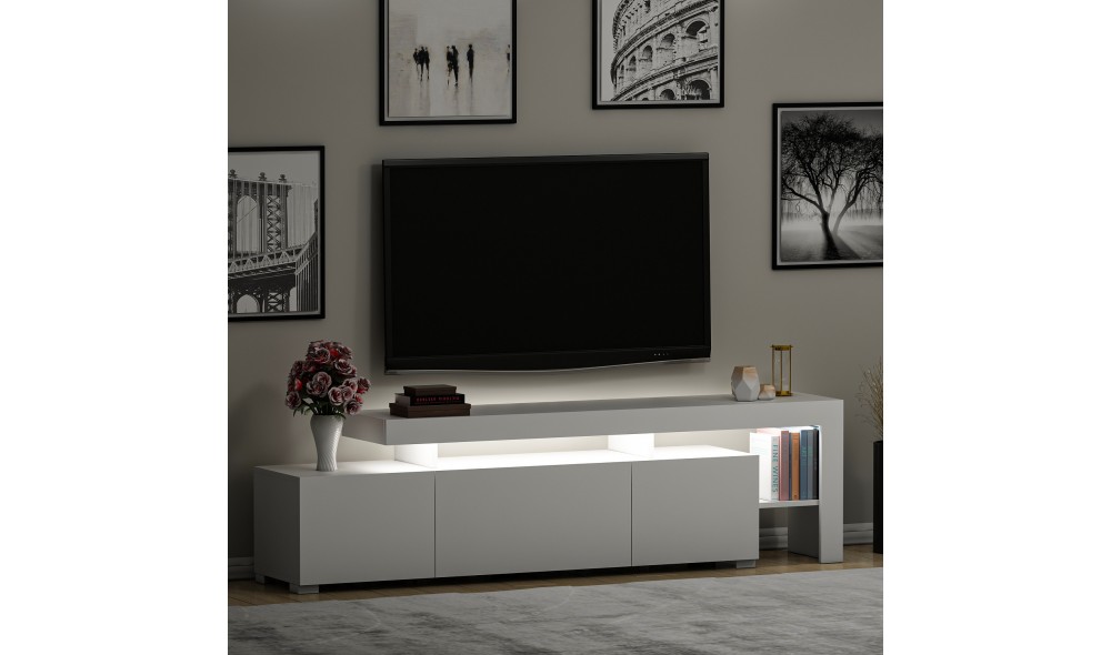 Suport TV, Beliz, Alb, 192 x 53 x 37 cm