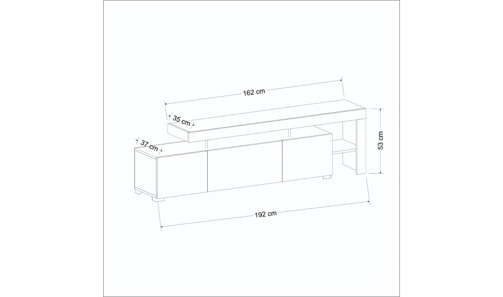 Suport TV, Beliz, Antracit, 192 x 53 x 37 cm