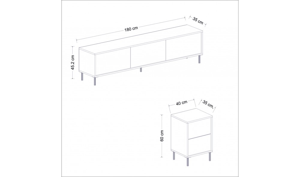Unitate TV, Imaj, Antracit, 180 x 45 x 35 cm