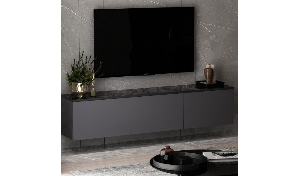 Suport TV, Neon, Antracit, 160 x 35 x 32 cm