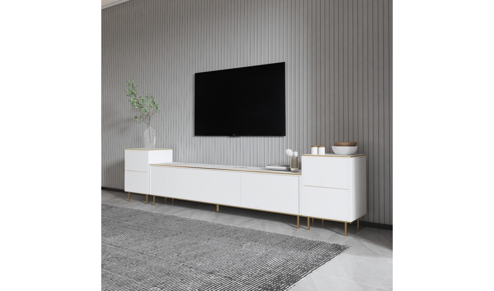 Unitate TV, Imaj, Marmura albaAur, 180 x 45 x 35 cm