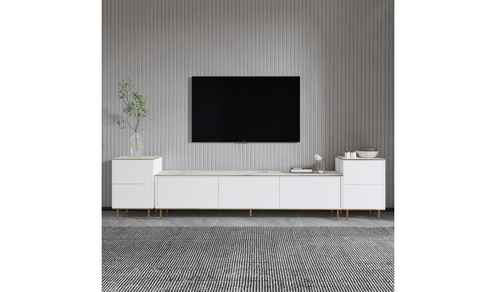 Unitate TV, Imaj, Marmura albaAur, 180 x 45 x 35 cm