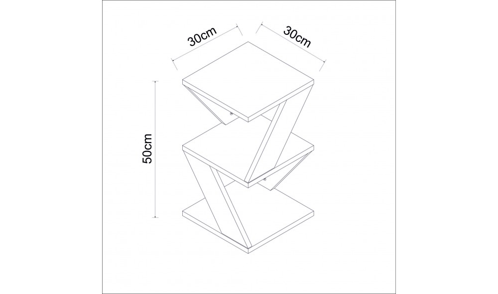Masa laterala, Albeni, Stejar safir, 30 x 50 x 30 cm