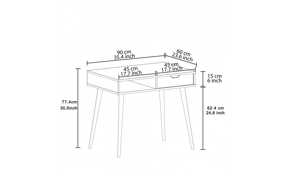 Birou de studiu, Offer, StejarDe lemn, 90 x 80 x 60 cm