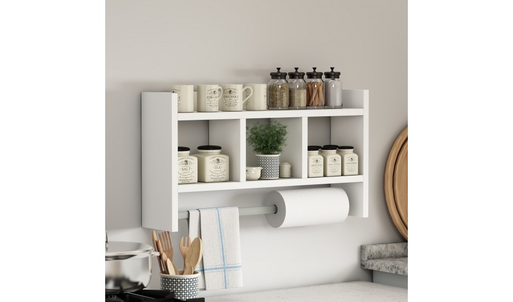 Raft de perete, Asya, Alb, 64 x 35 x 15 cm