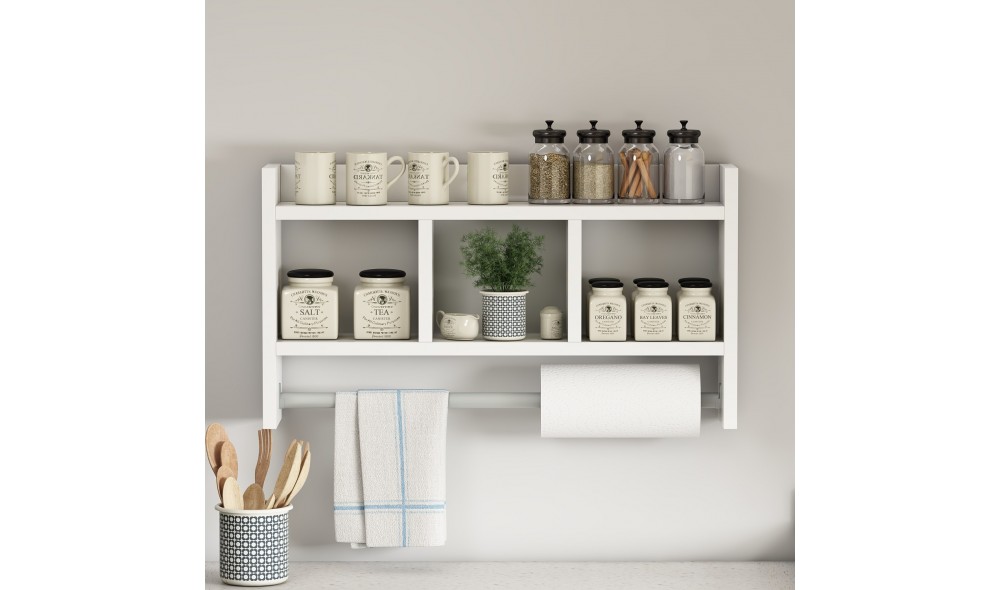 Raft de perete, Asya, Alb, 64 x 35 x 15 cm