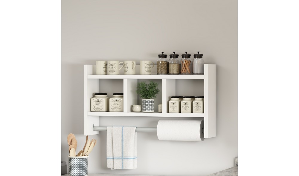 Raft de perete, Asya, Alb, 64 x 35 x 15 cm