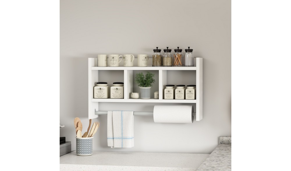 Raft de perete, Asya, Alb, 64 x 35 x 15 cm