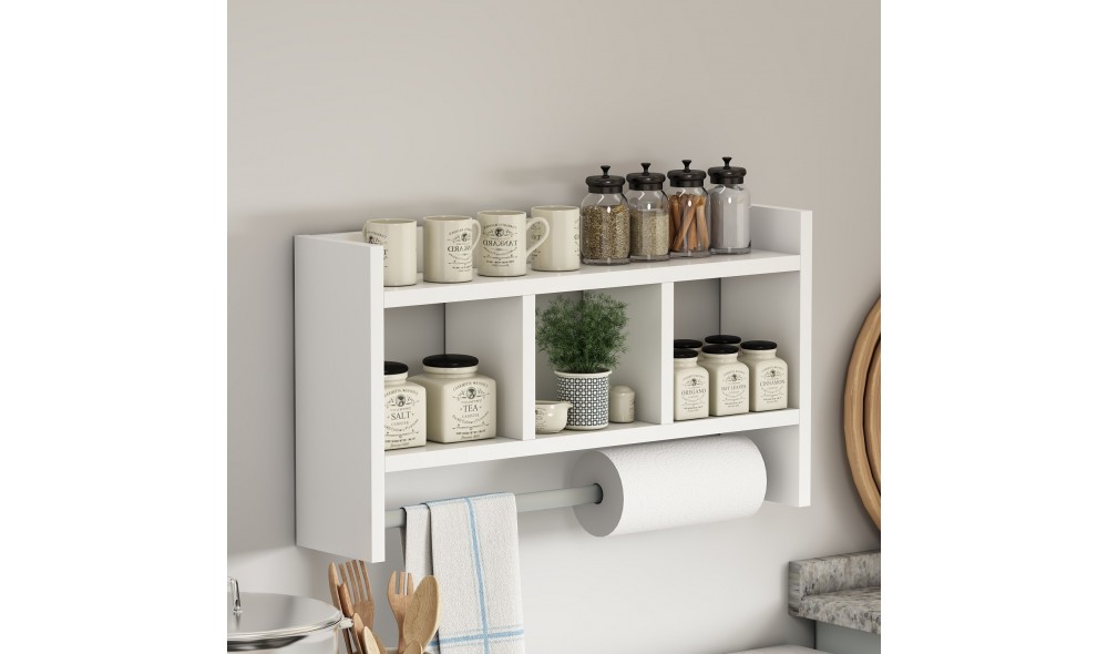 Raft de perete, Asya, Alb, 64 x 35 x 15 cm