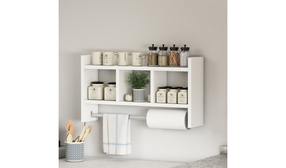 Raft de perete, Asya, Alb, 64 x 35 x 15 cm