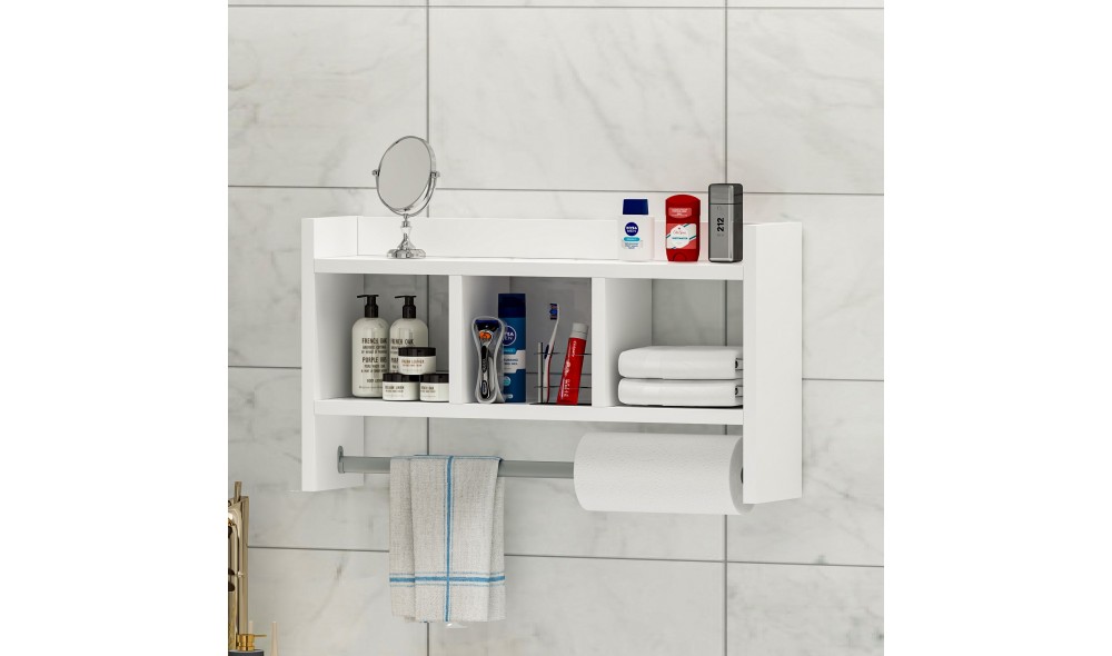 Raft de perete, Asya, Alb, 64 x 35 x 15 cm