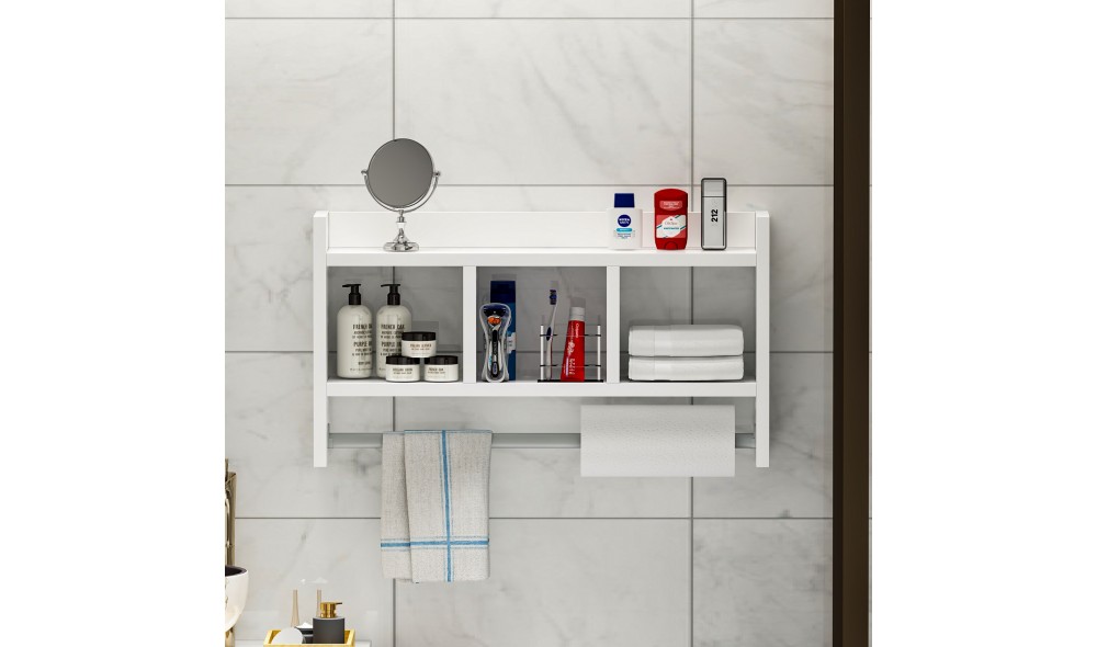 Raft de perete, Asya, Alb, 64 x 35 x 15 cm