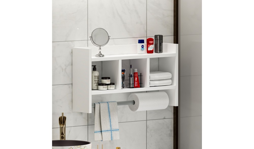 Raft de perete, Asya, Alb, 64 x 35 x 15 cm