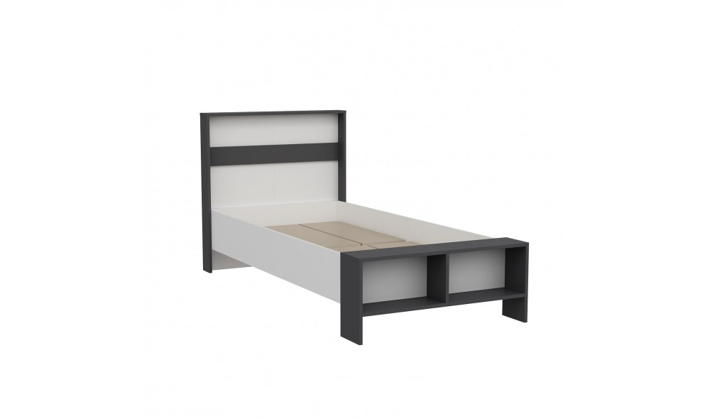 Pat de o persoana, Life - 90x190 cm, AntracitAlb