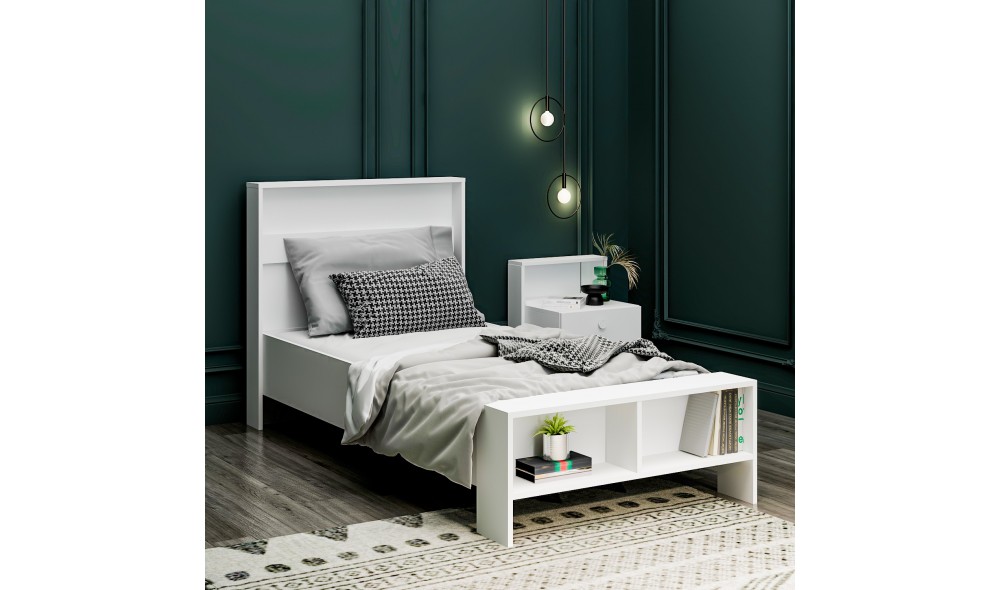 Pat de o persoana, Life - 90x190 cm, Alb