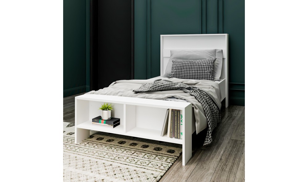 Pat de o persoana, Life - 90x190 cm, Alb