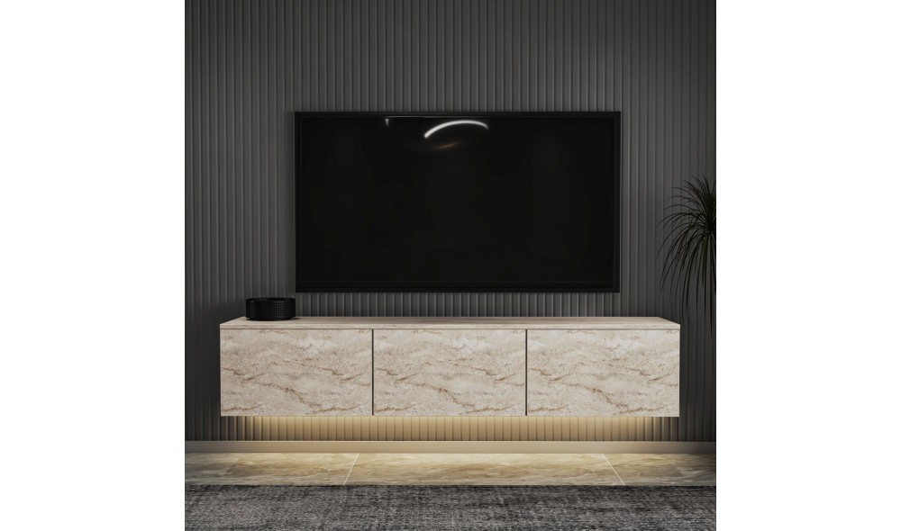 Suport TV, Neon Illuminated, Travertin, 160 x 35 x 32 cm