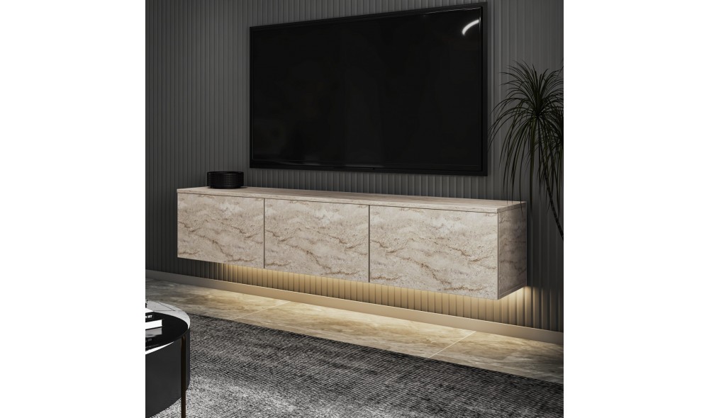 Suport TV, Neon Illuminated, Travertin, 160 x 35 x 32 cm