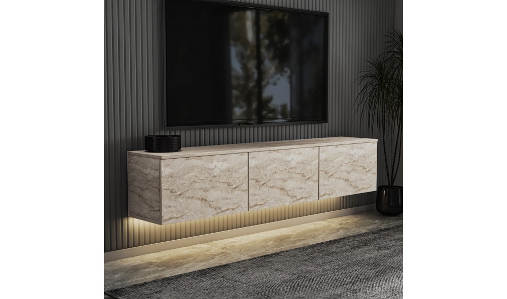 Suport TV, Neon Illuminated, Travertin, 160 x 35 x 32 cm