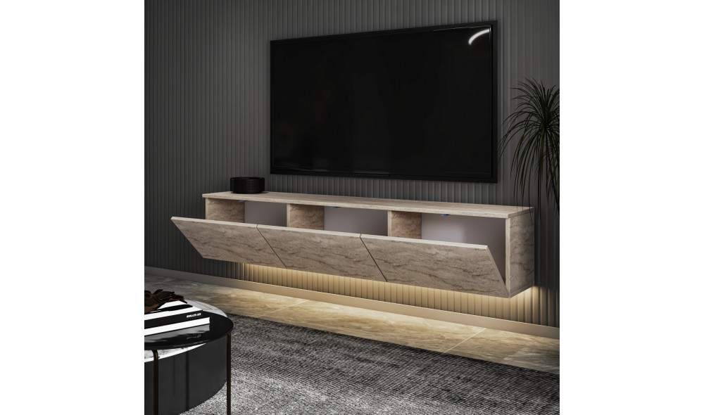 Suport TV, Neon Illuminated, Travertin, 160 x 35 x 32 cm