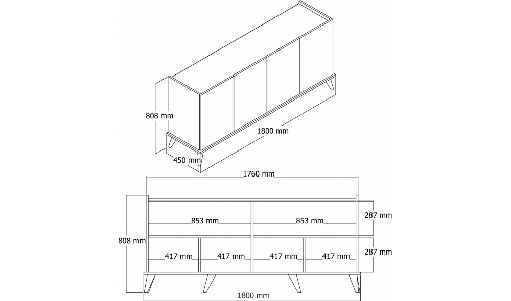 Consola, Elegante 1602, Alb, 180 x 81 x 45 cm