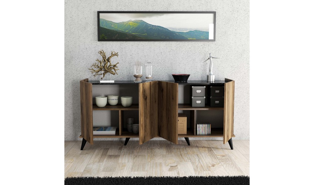 Consola, Elegante 1604, NucMarmura neagra, 180 x 81 x 45 cm