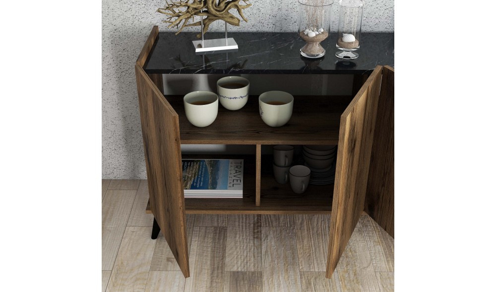 Consola, Elegante 1604, NucMarmura neagra, 180 x 81 x 45 cm