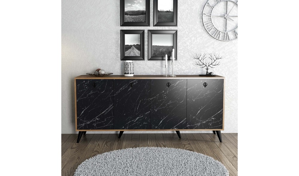 Consola, Elite 1618, NucMarmura neagra, 180 x 80 x 45 cm