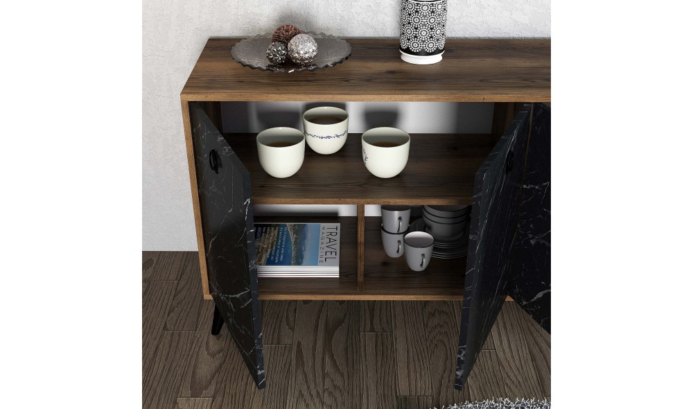 Consola, Elite 1618, NucMarmura neagra, 180 x 80 x 45 cm