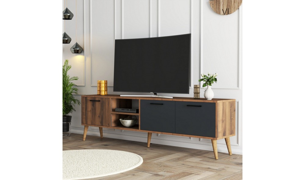 Suport TV, Exxen - 1581, NucAntracit, 180 x 53 x 35 cm