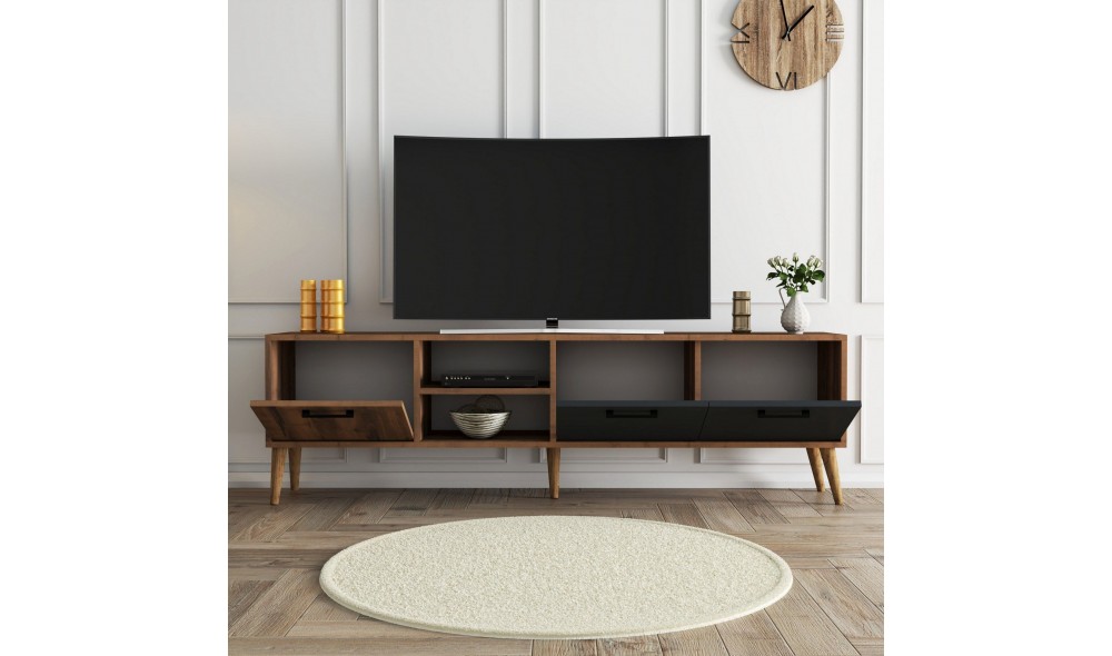 Suport TV, Exxen - 1581, NucAntracit, 180 x 53 x 35 cm