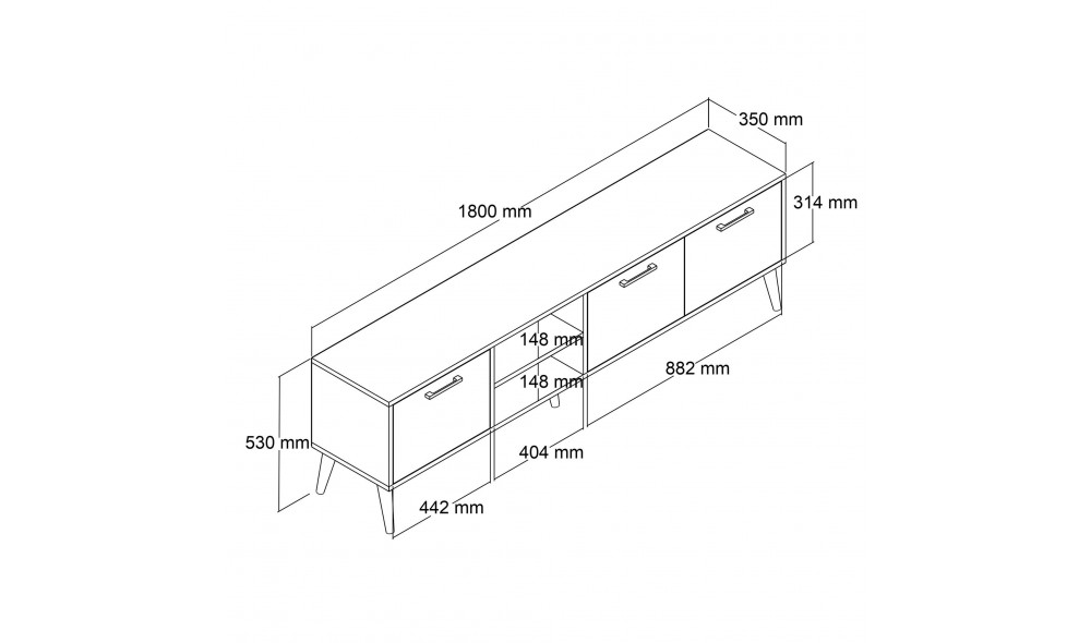 Suport TV, Exxen - 1583, Nuc, 180 x 53 x 35 cm