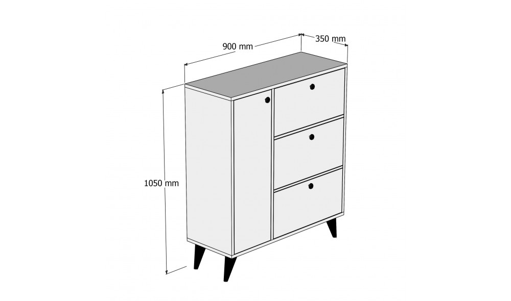 Pantofar, Bella 1802, Stejar, 90 x 105 x 35 cm