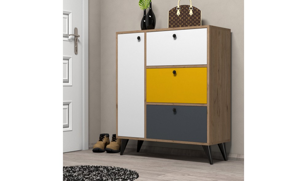 Pantofar, Bella 1804, StejarAlbGalbenAntracit, 90 x 105 x 35 cm