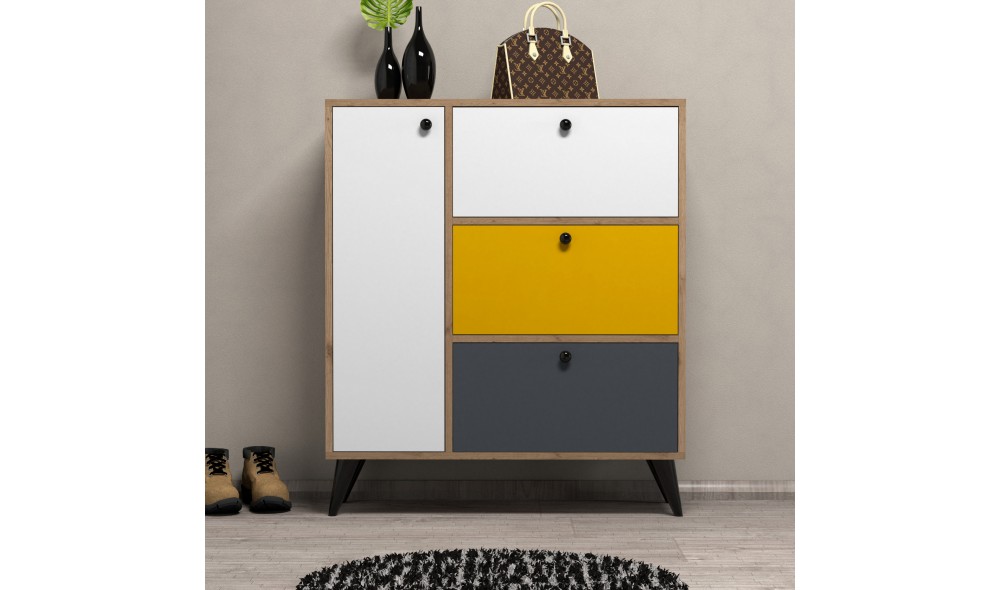 Pantofar, Bella 1804, StejarAlbGalbenAntracit, 90 x 105 x 35 cm