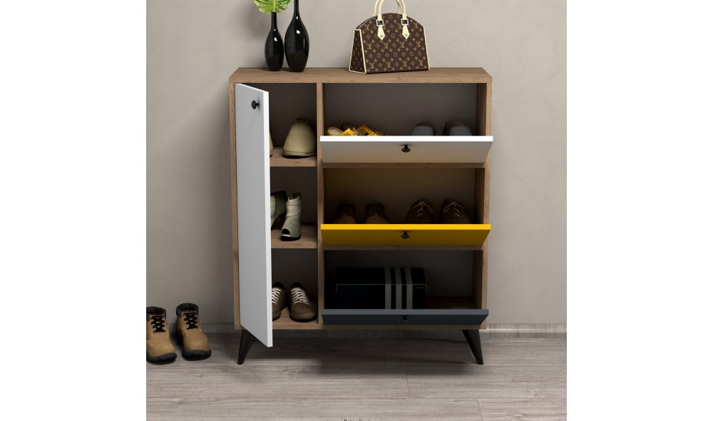 Pantofar, Bella 1804, StejarAlbGalbenAntracit, 90 x 105 x 35 cm